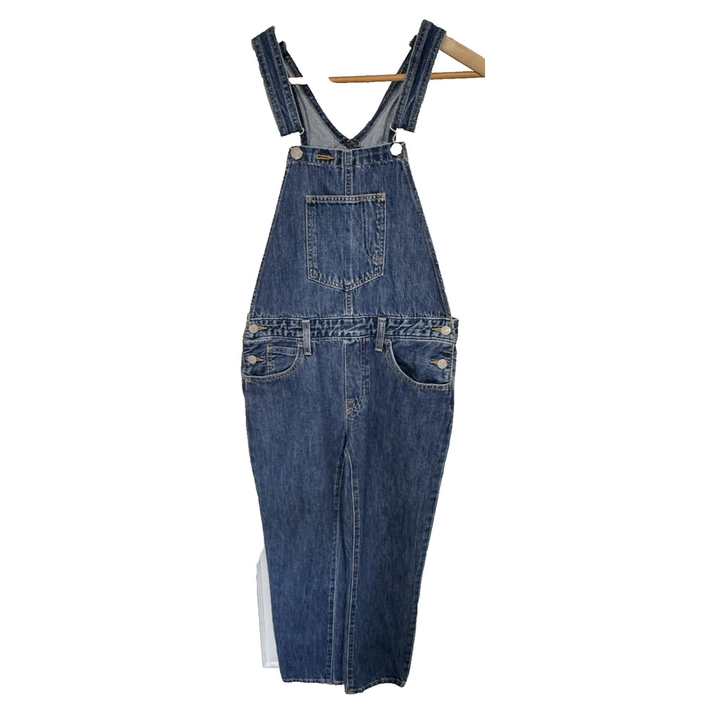 Levi's Women's Sz M Denim Bib Overalls Blue Jeans Straight Leg 30" Waist - Picture 1 of 10